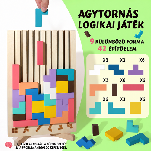 Formavilág - Fa logikai építőjáték 42 építőelemmel